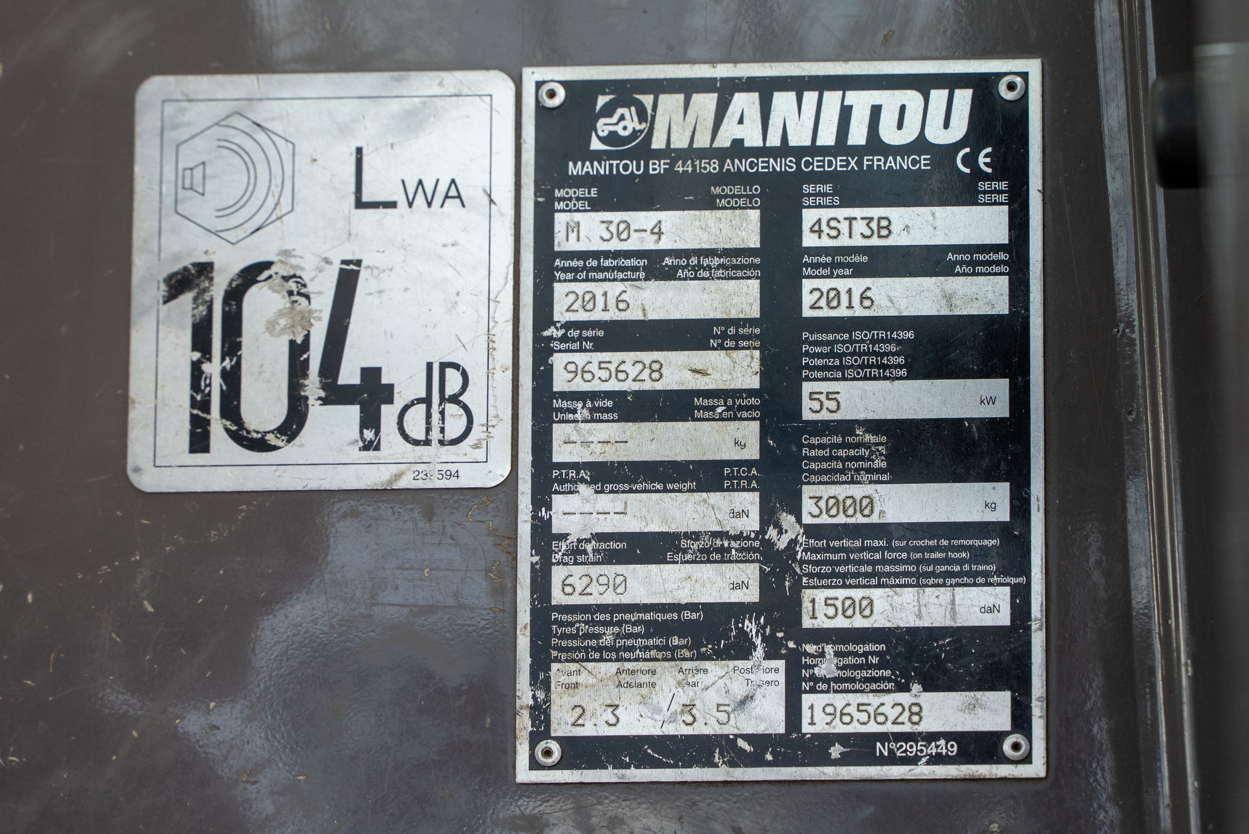 Manitou - Heftrucks - M 30-4 ST3B - Typeplaat