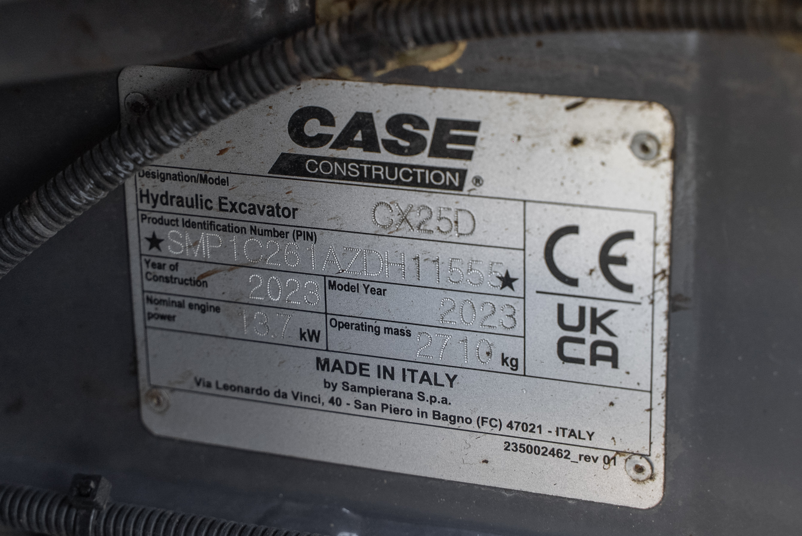 CX 25 D  - Identification plate