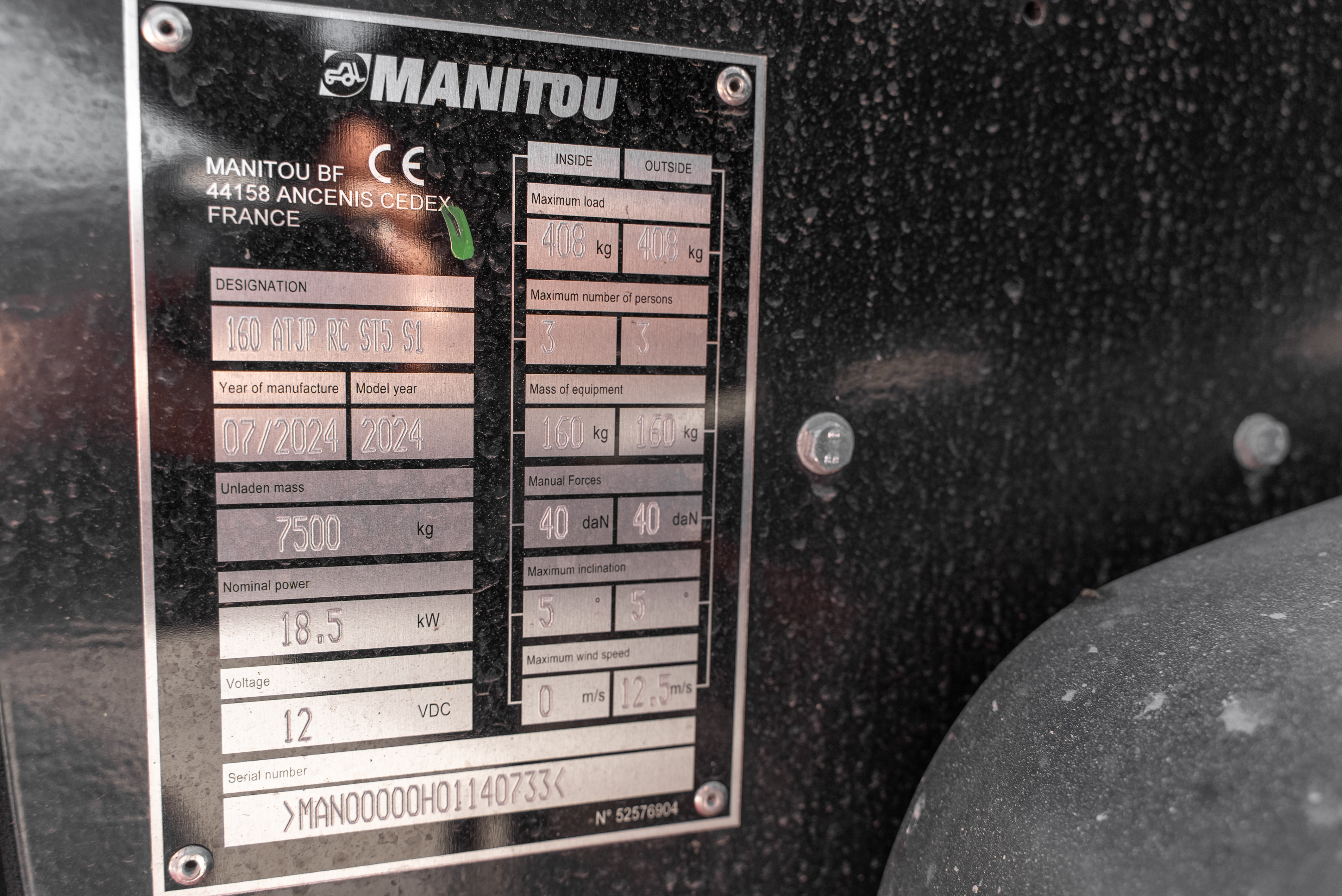 Manitou - Hoogwerkers - ATJ 160 P RC ST5 S1 - Typeplaat