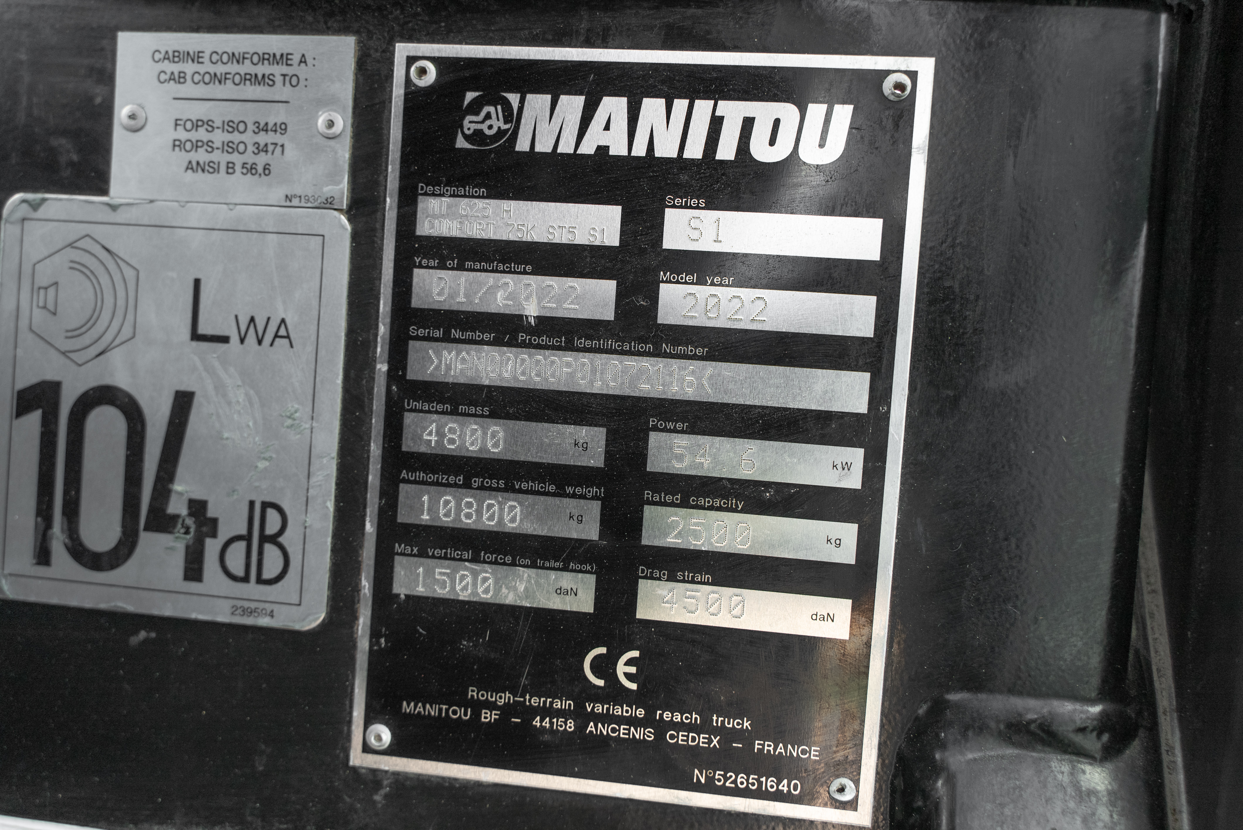 MT 625 H COMFORT 75K ST5 S1 - Identification plate