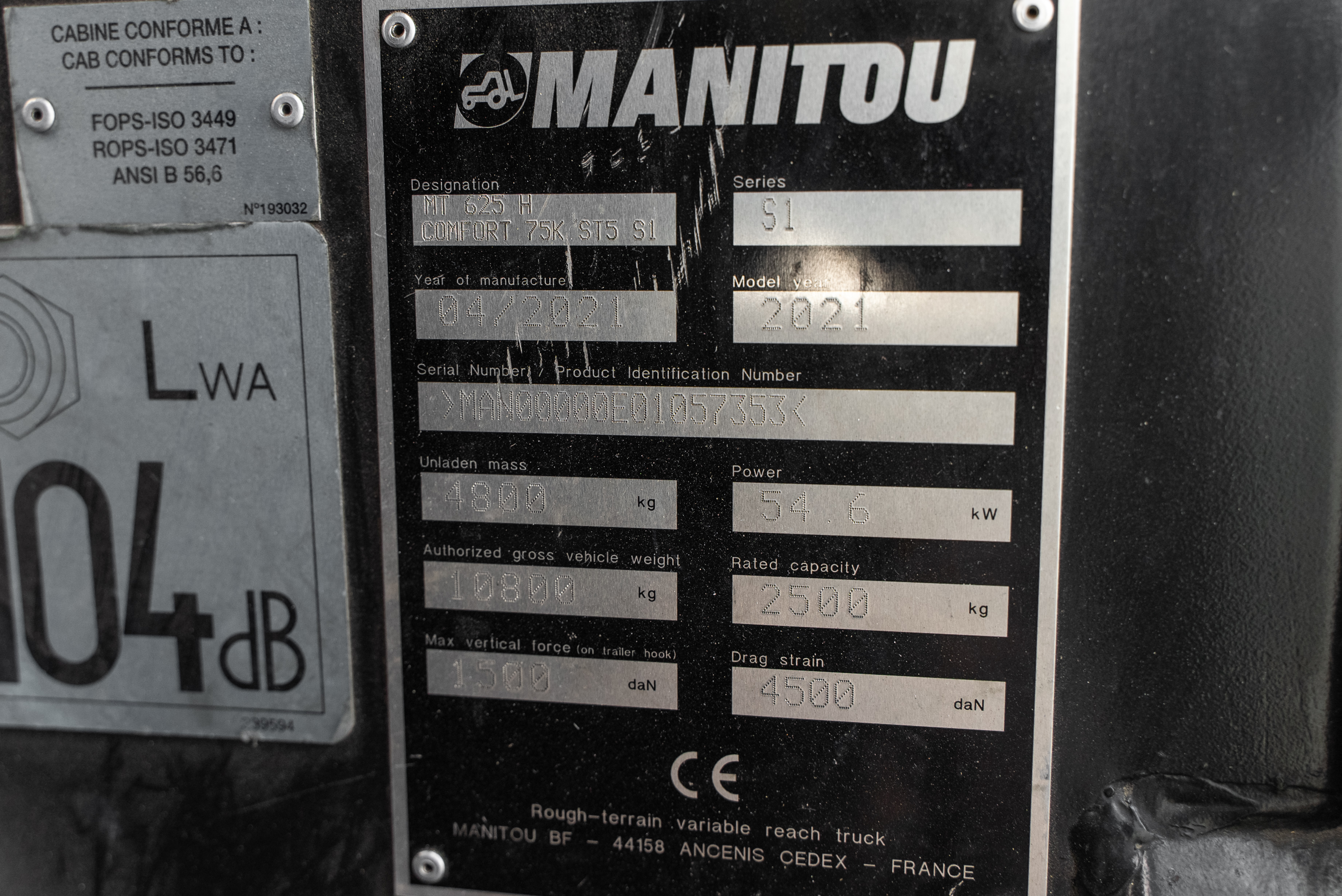 MT 625 H COMFORT 75K ST5 S1 - Identification plate