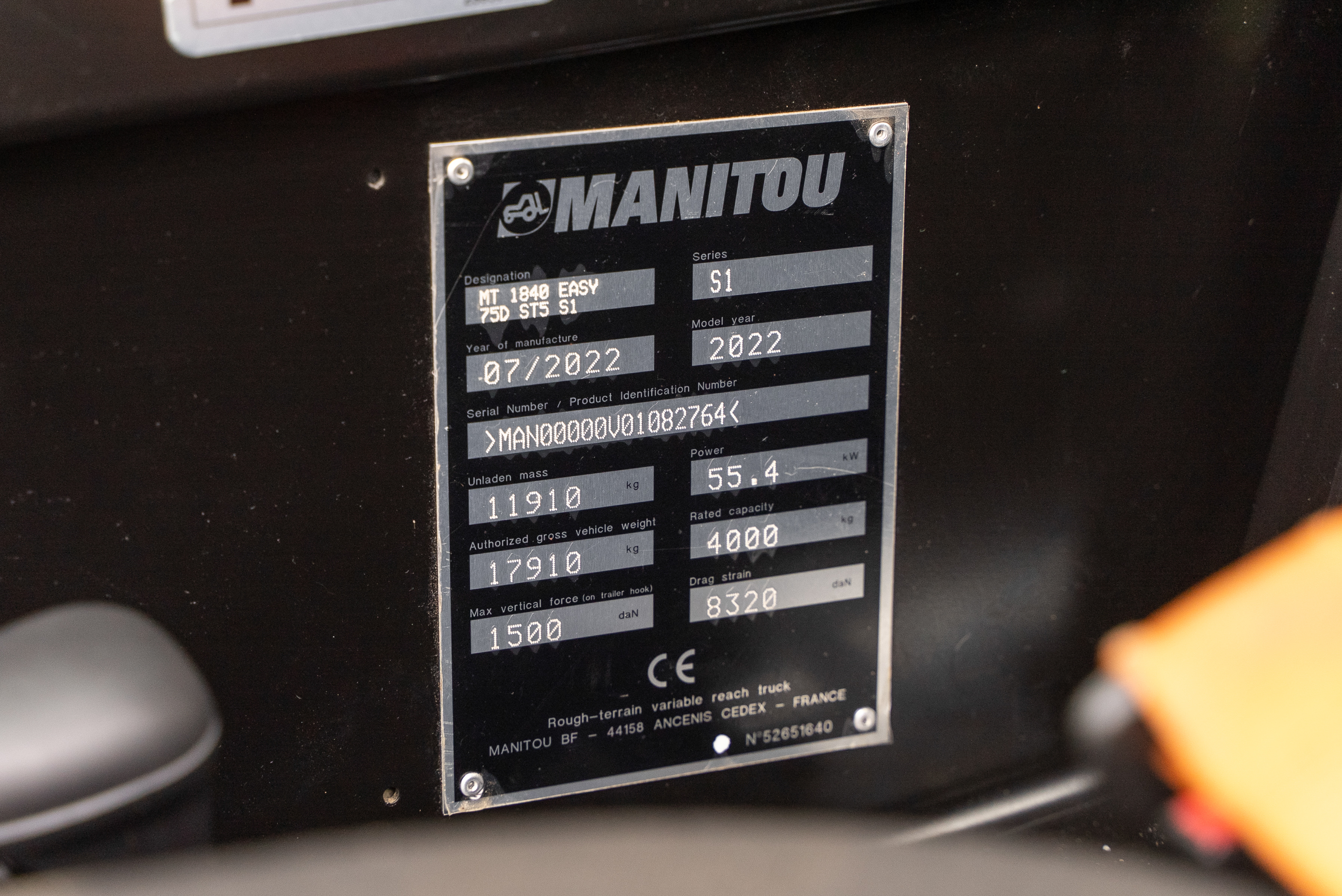Manitou - Telehandlers - MT 1840 EASY 75D ST5 S1 - Identification plate