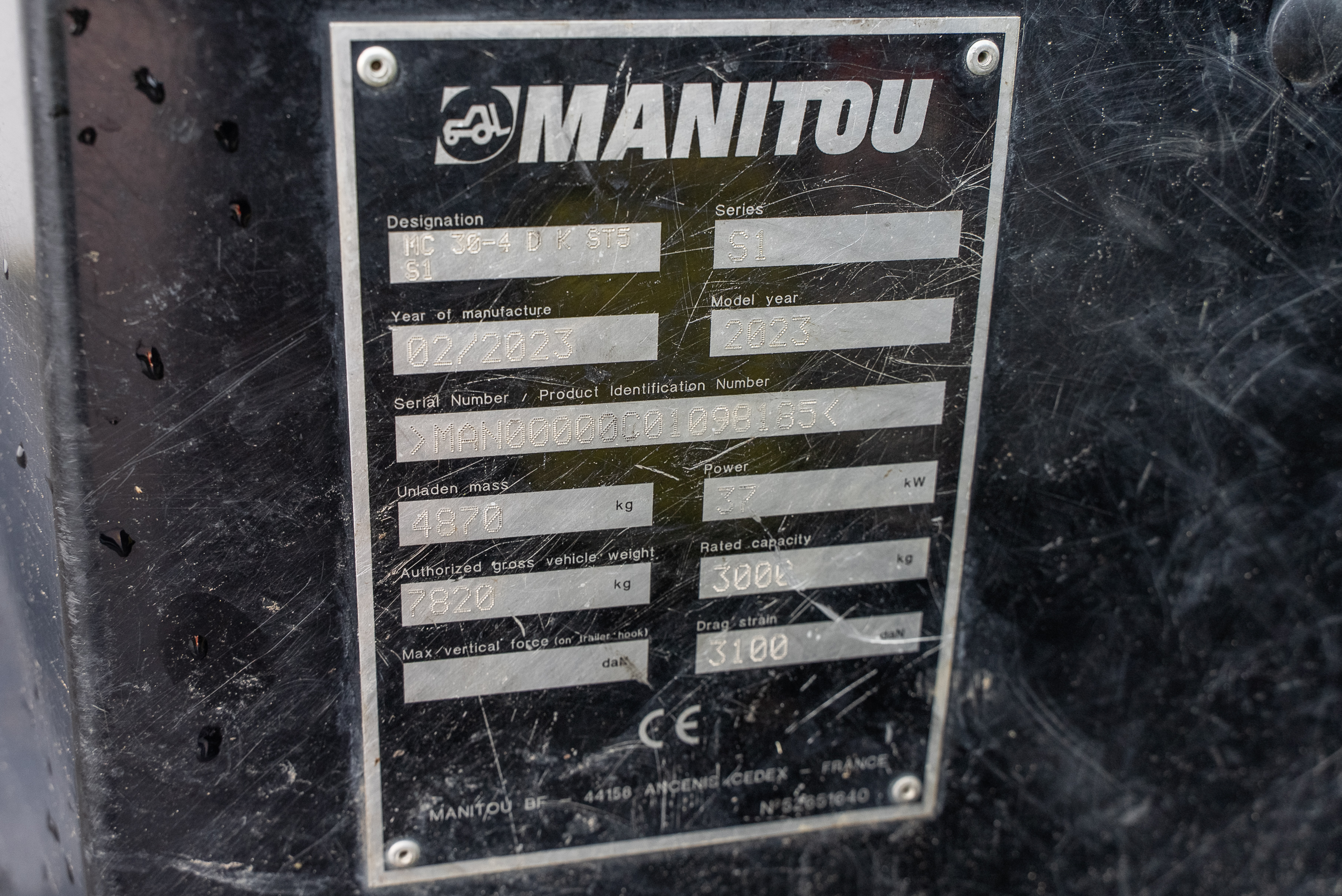 Manitou - Forklifts - MC 30-4 D K ST5 S1 - Identification plate