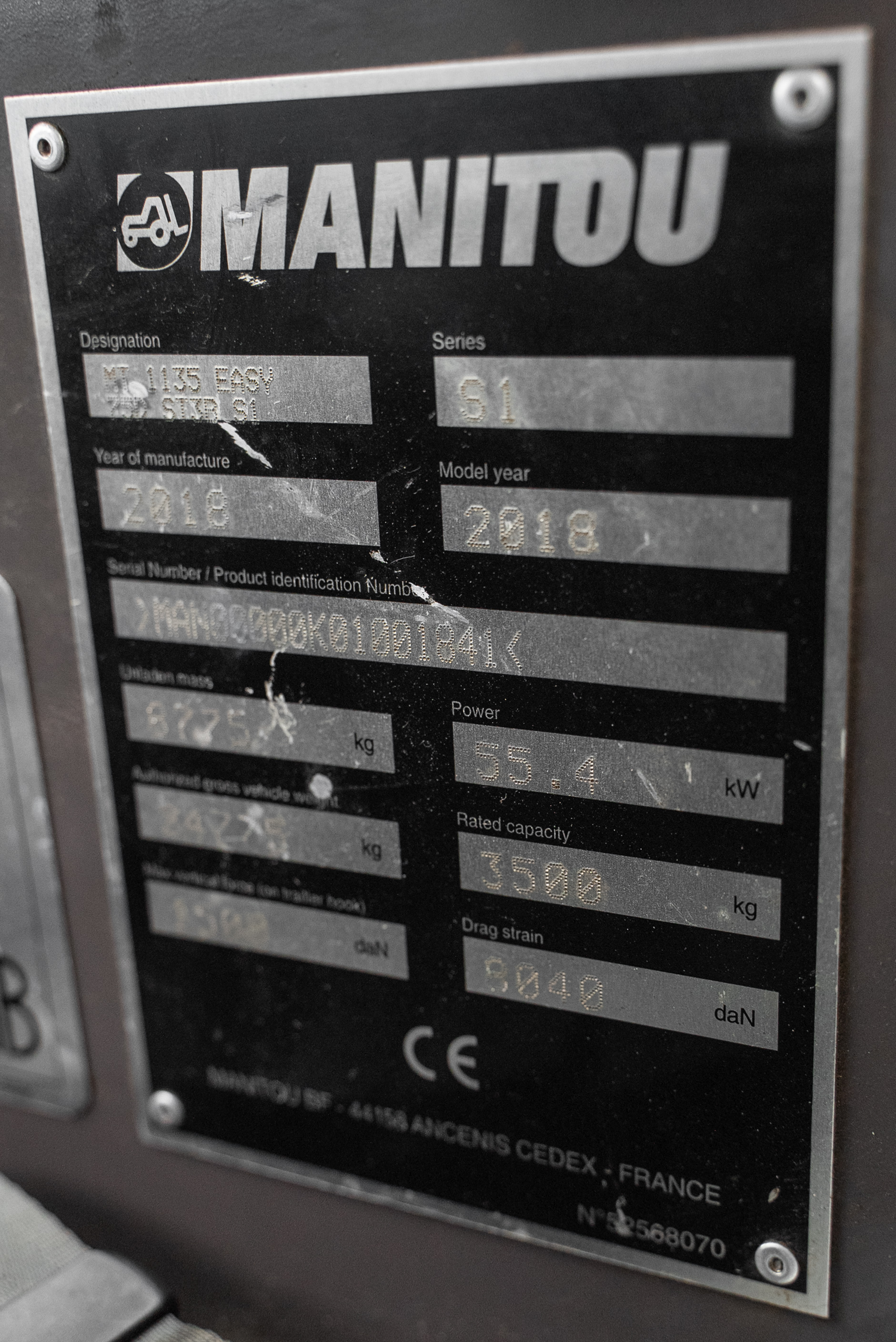 MT 1135 EASY 75D ST3B S1 - Identification plate