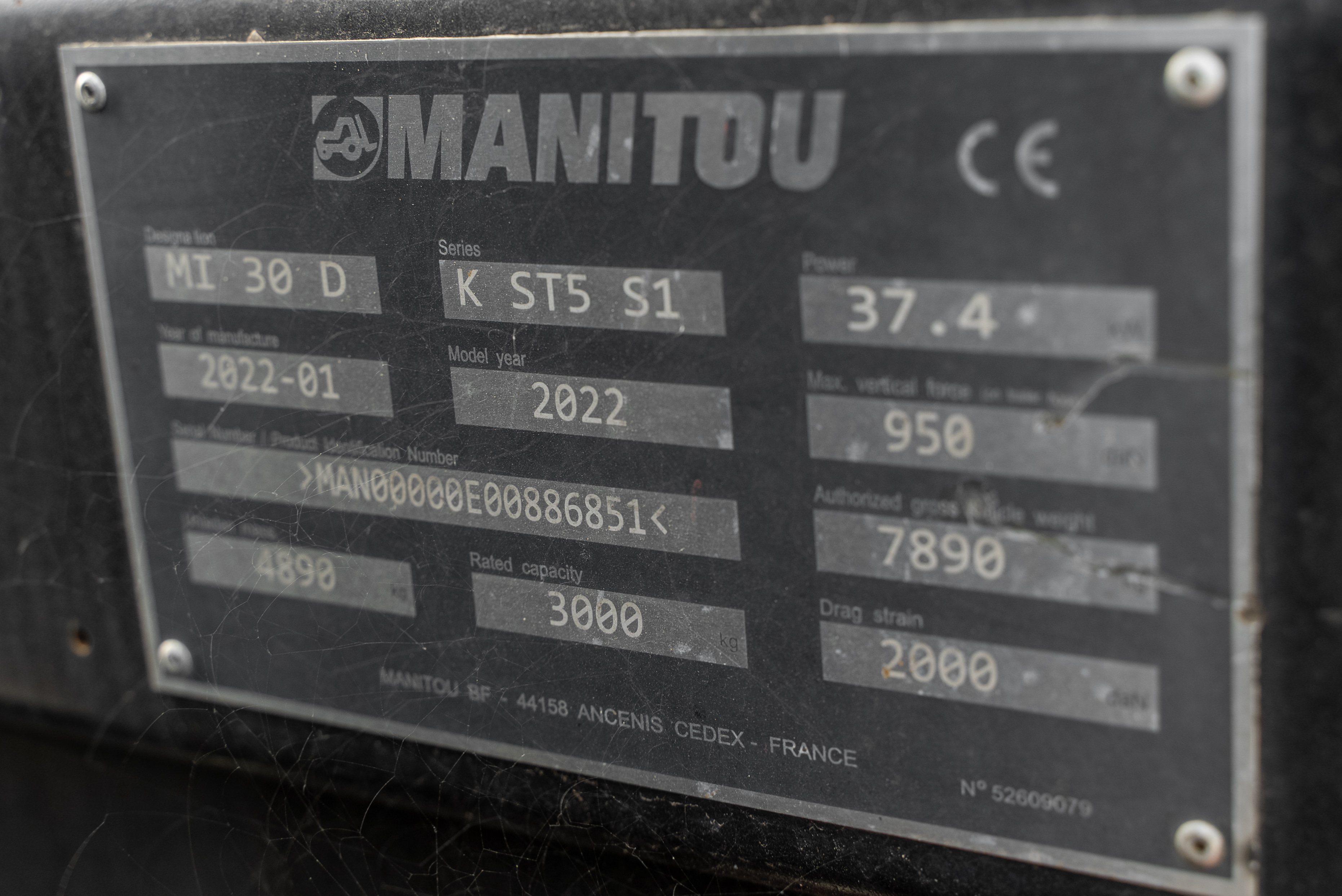 Manitou - Forklifts - MI 30 D K ST5 S1 - Identification plate