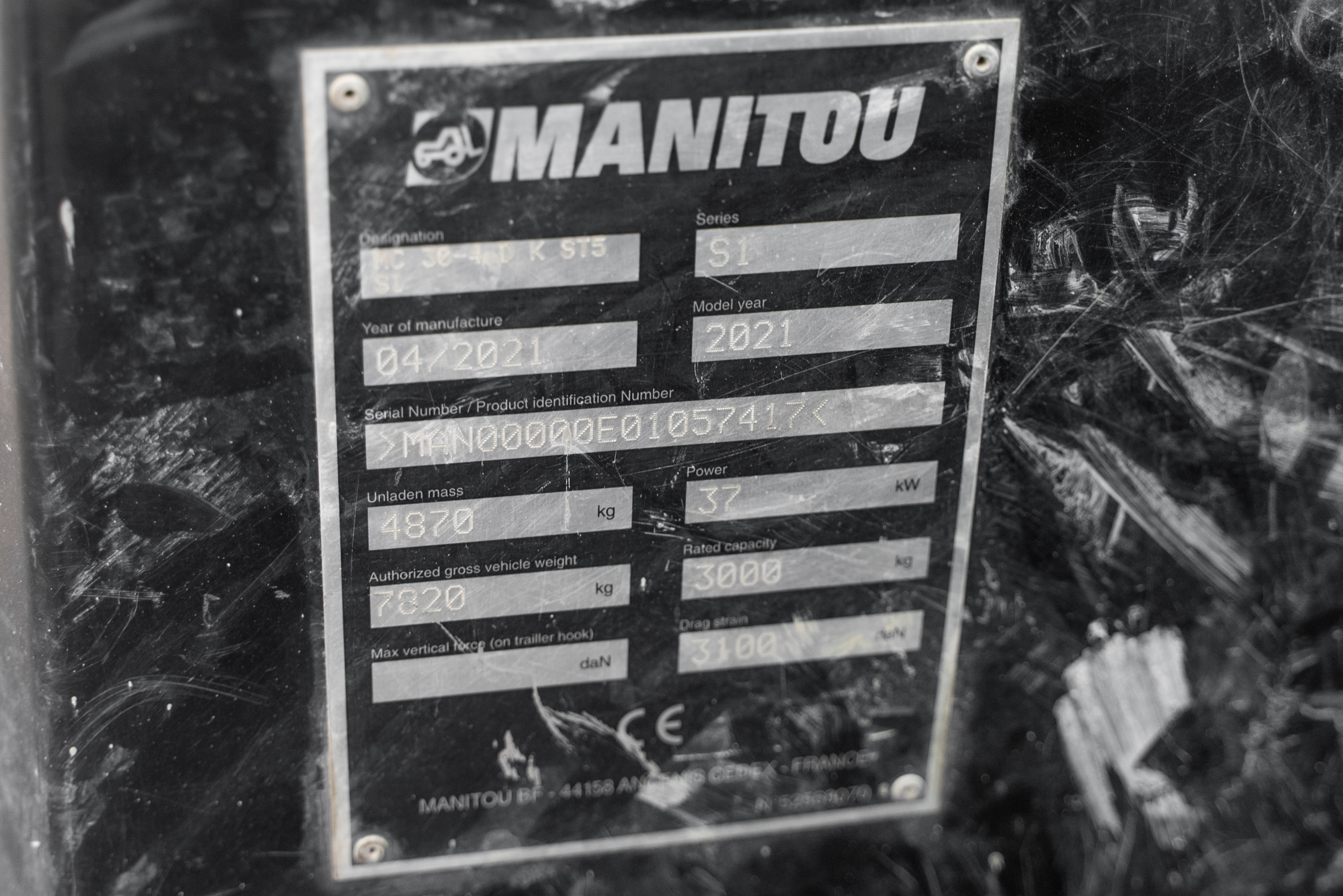 Manitou - Forklifts - MC 30-4 D K ST5 S1 - Identification plate