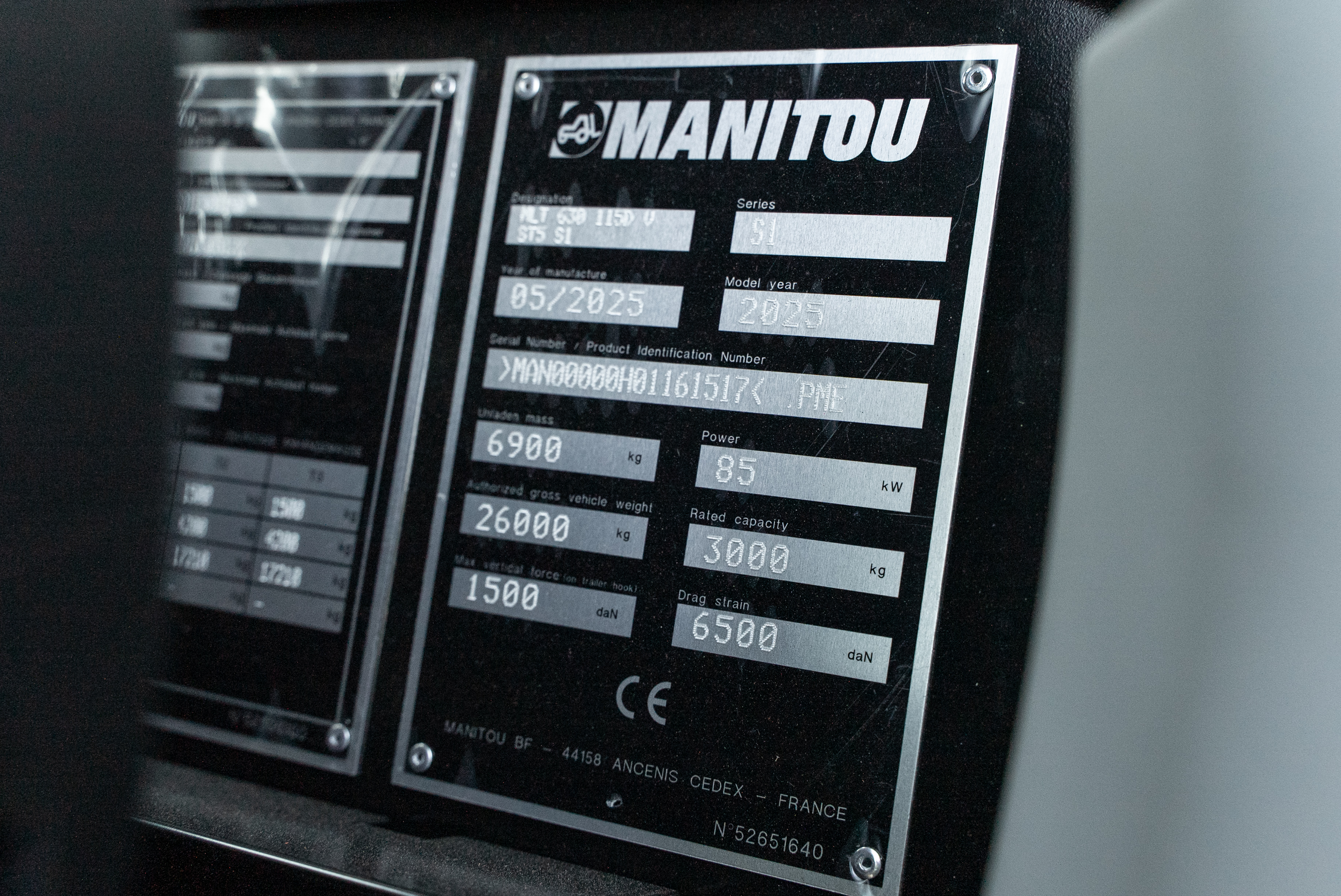 Manitou - Telehandlers - MLT 630 115D V ST5 S1 - Identification plate