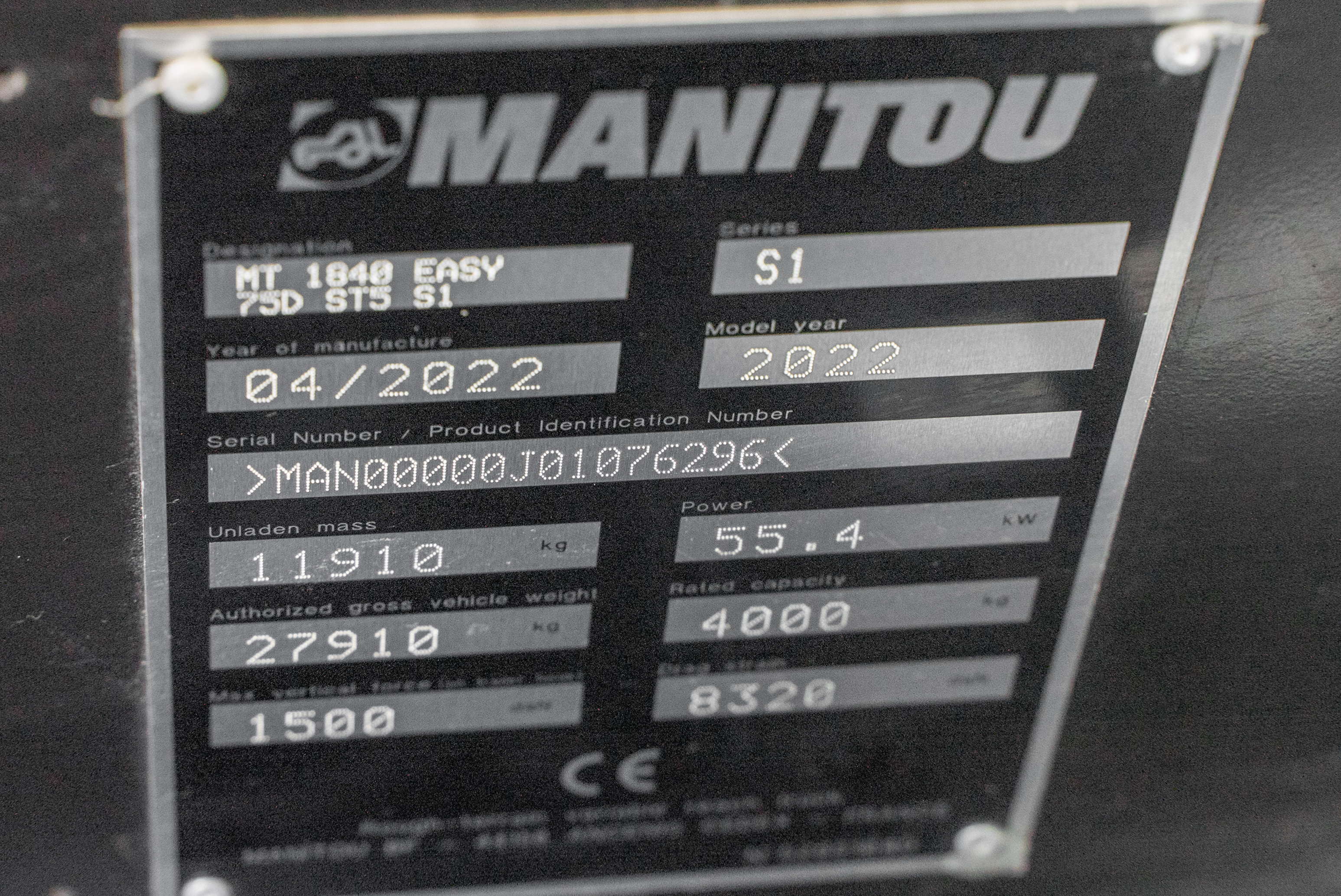MT 1840 EASY 75D ST5 S1 - Identification plate