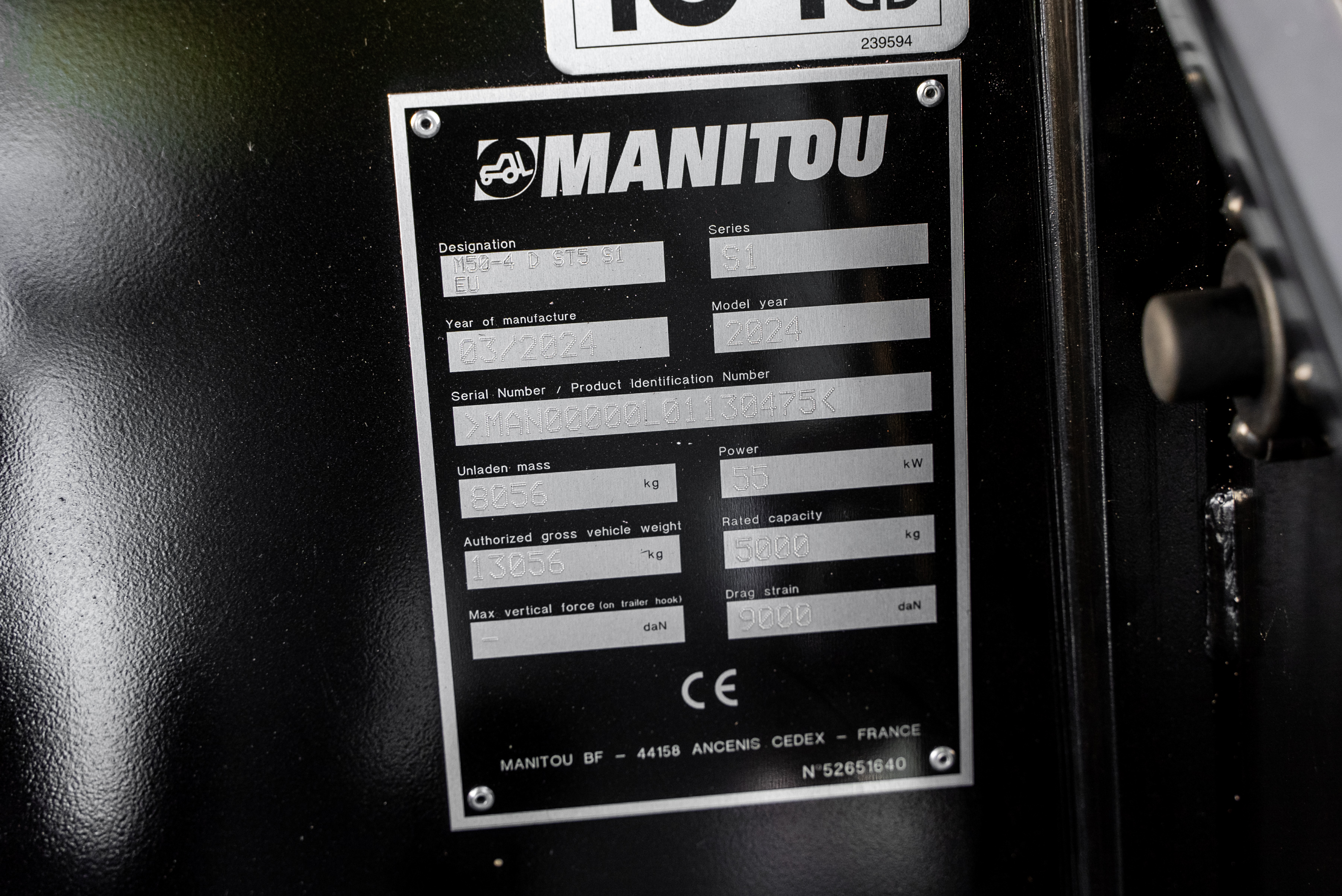 Manitou - Heftrucks - M 50-4 D ST5 S1 EU - Typeplaat