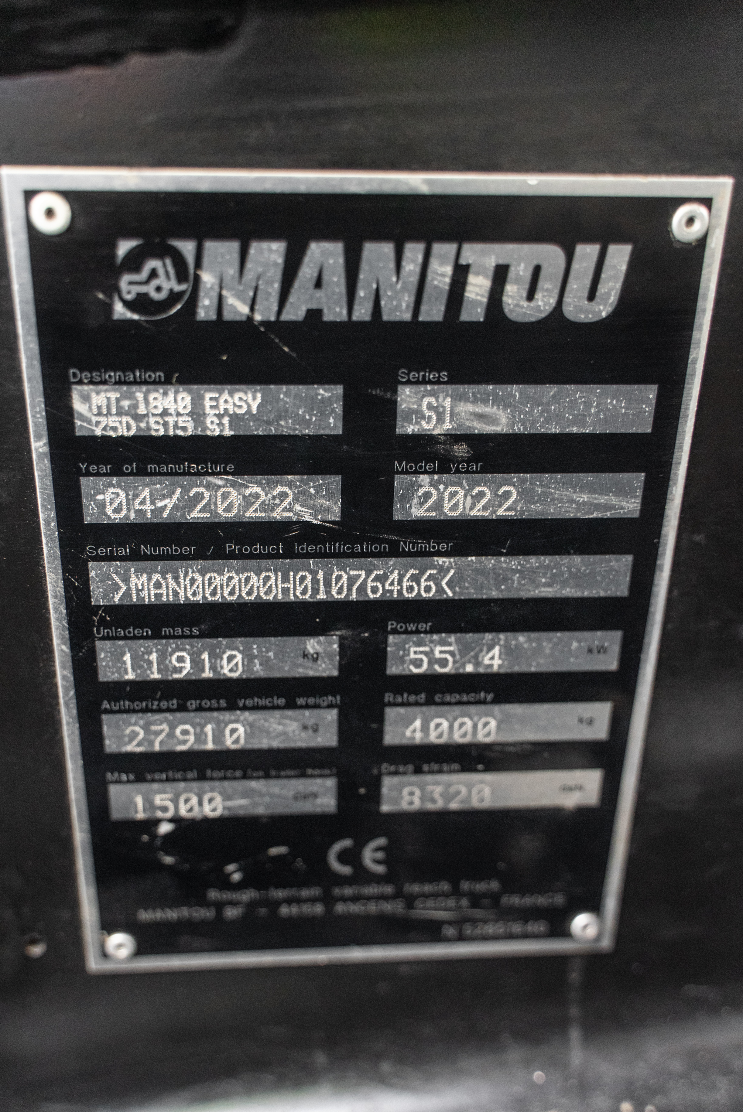MT 1840 EASY 75D ST5 S1 - Identification plate