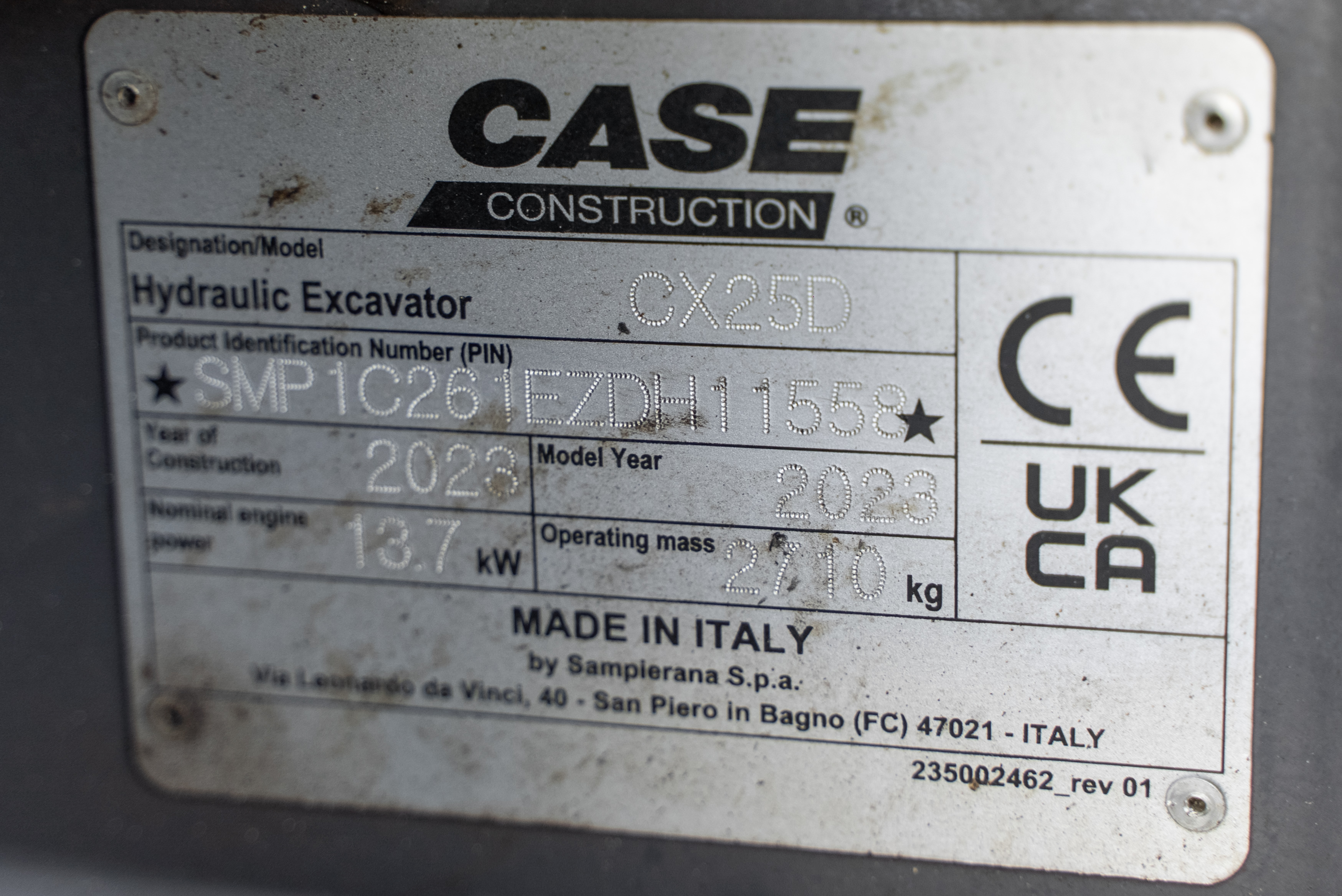 CX 25 D  - Identification plate
