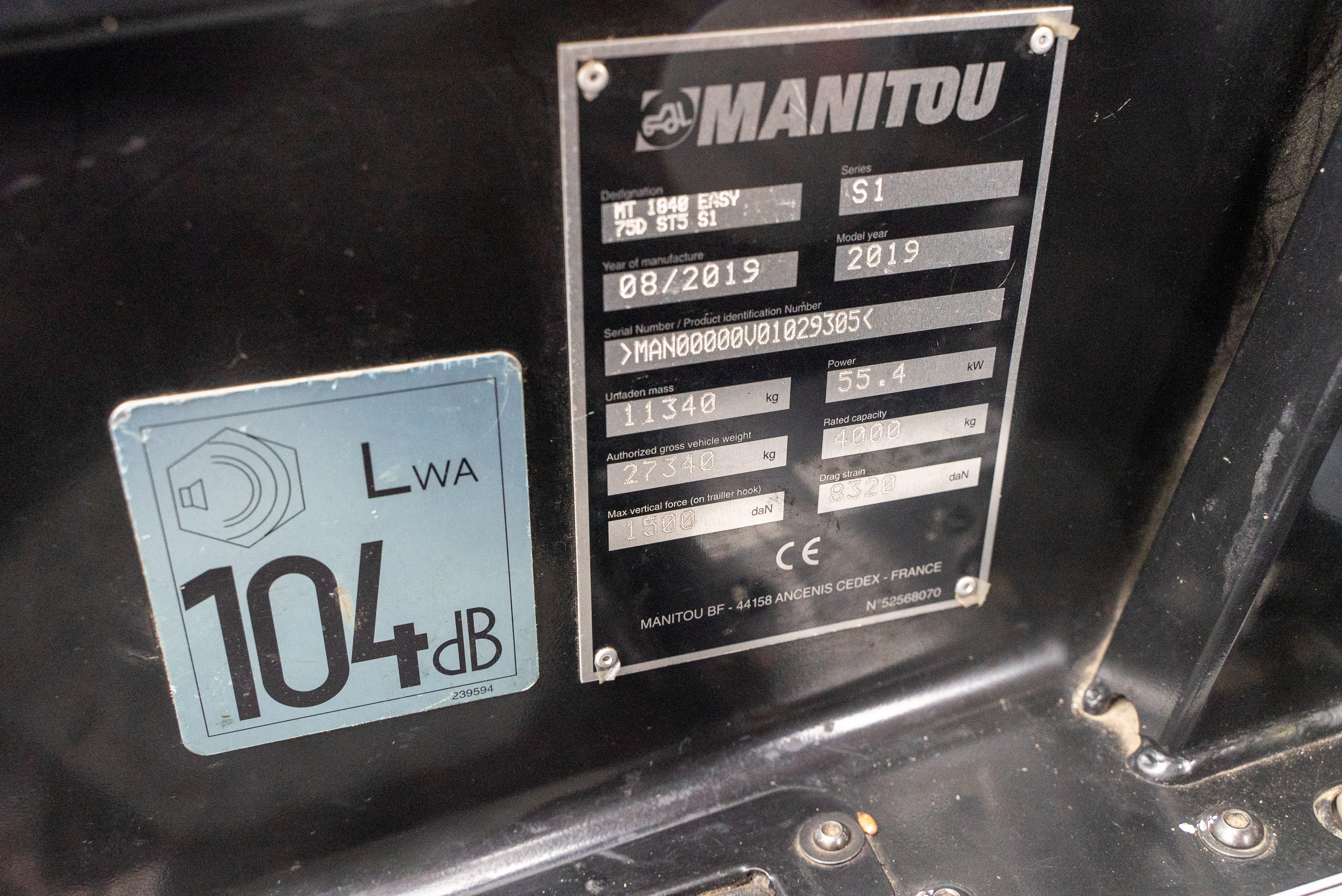 MT 1840 EASY 75D ST5 S1 - Identification plate
