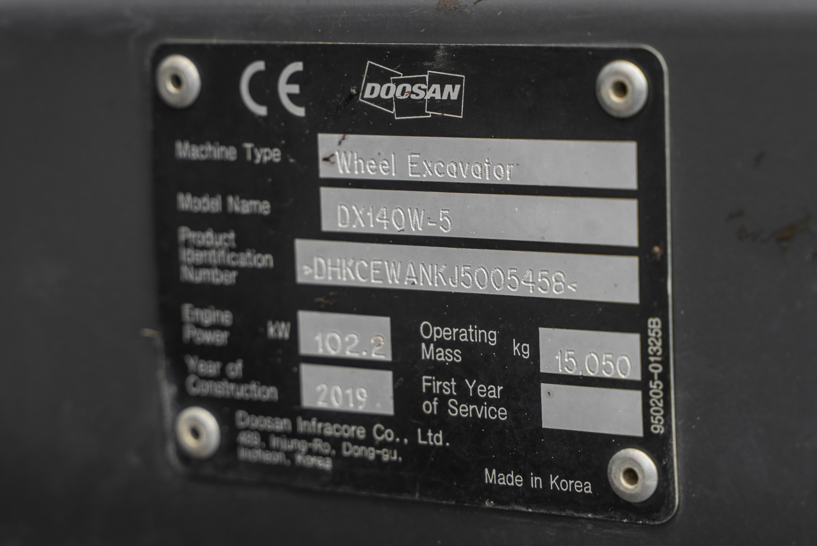 DX 140 W-5 - Identification plate