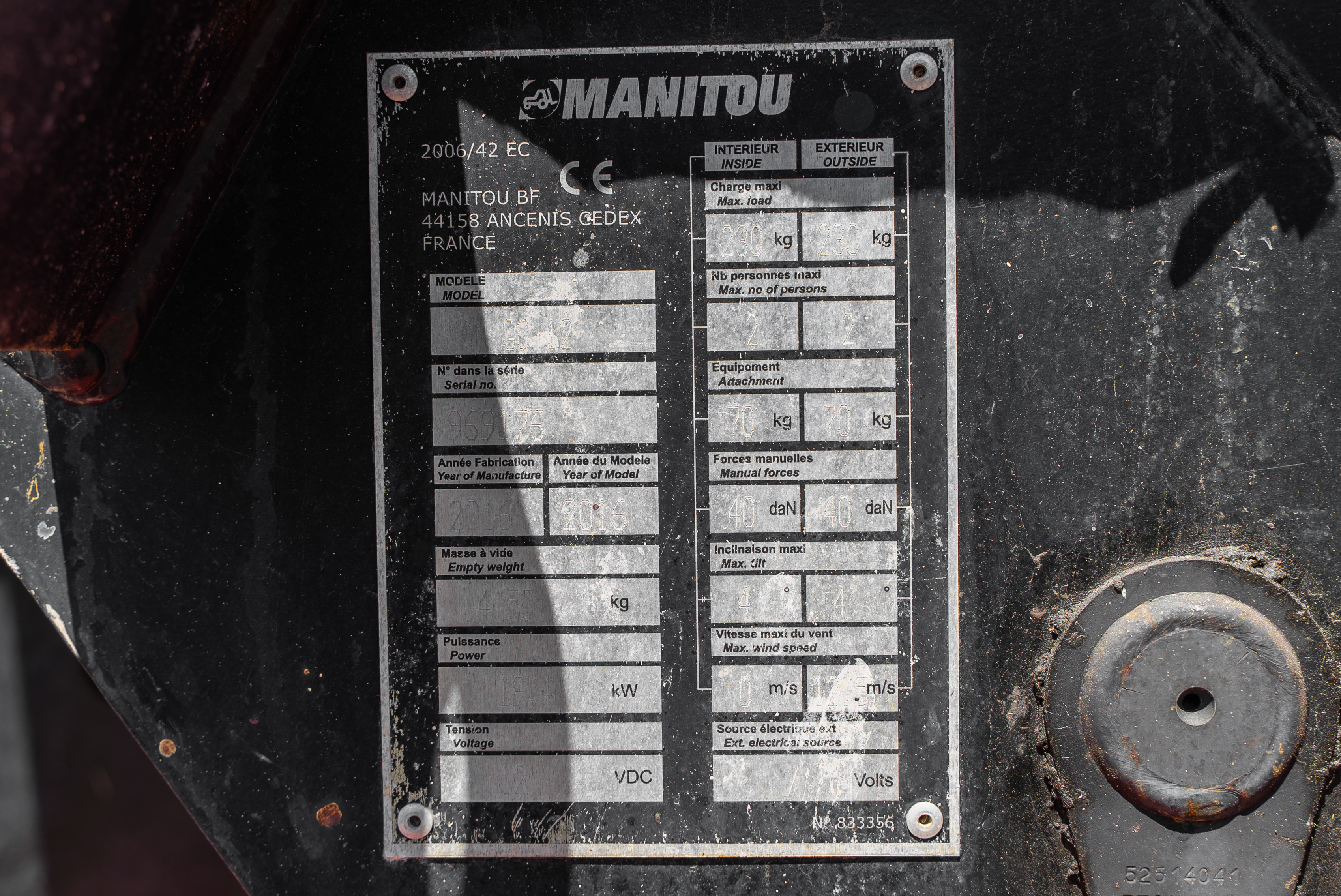 MAN GO 12 - Identification plate