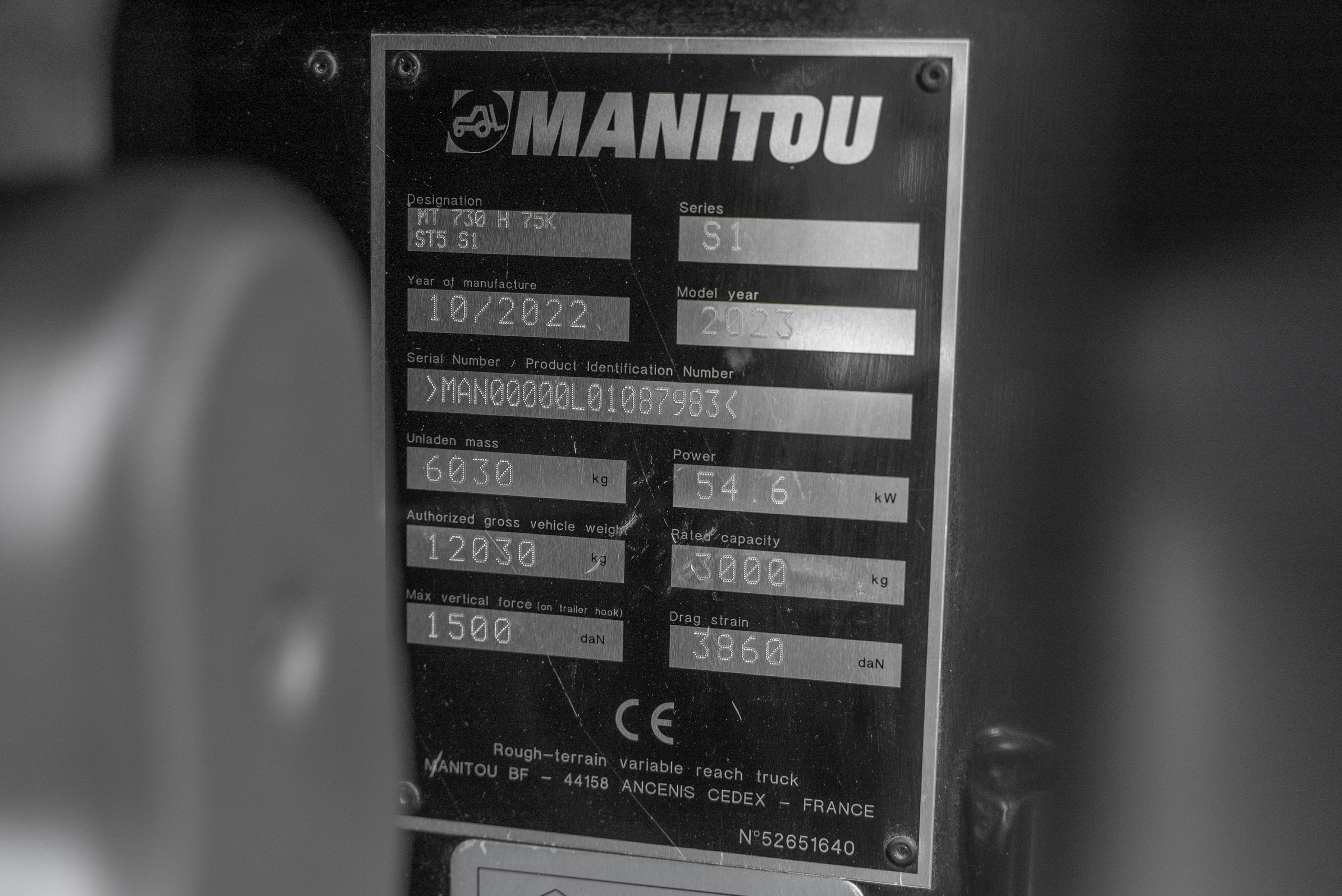 MT 730 H 75K ST5 S1 - Identification plate