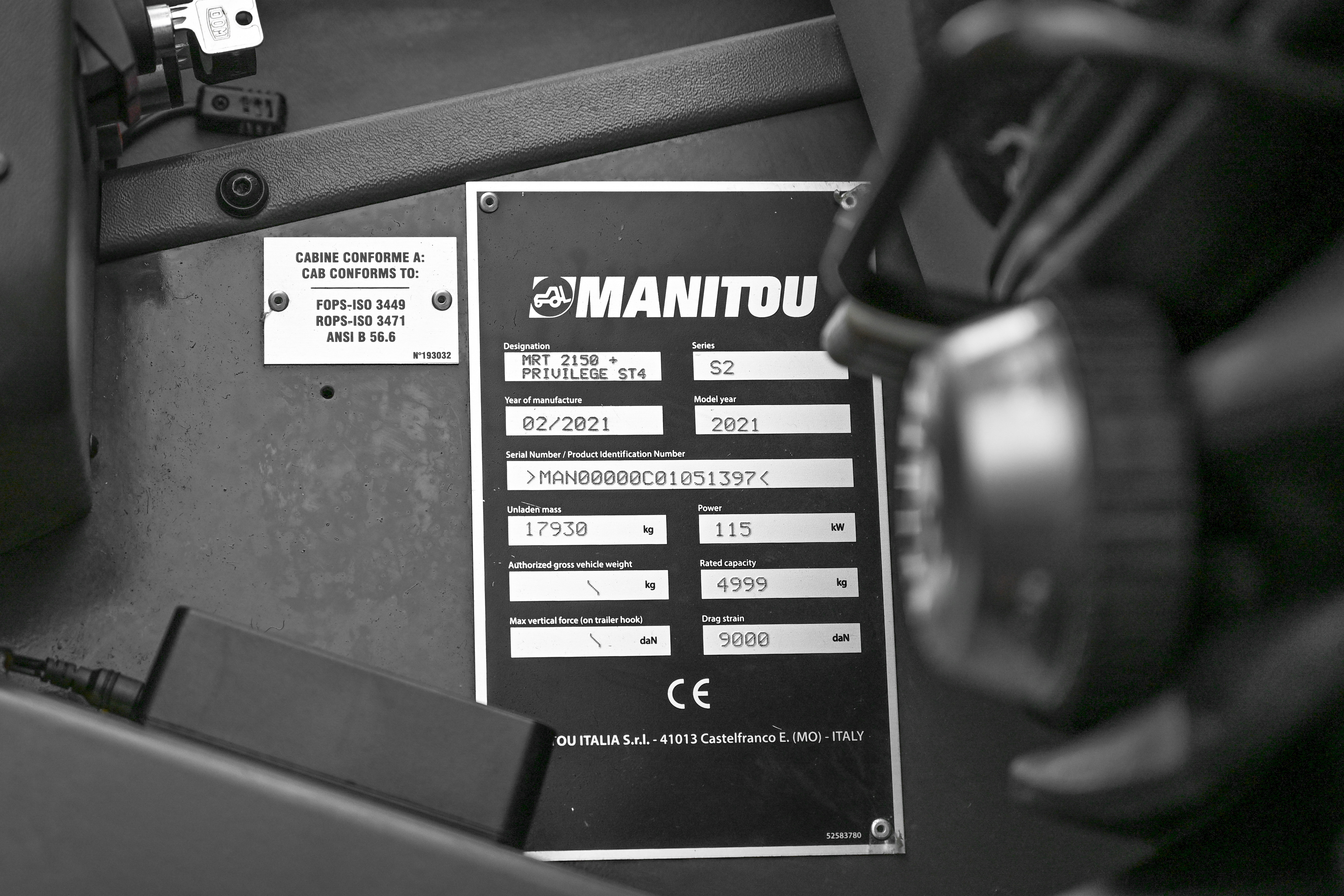 Manitou - Télescopiques - MRT 2150 PRIV+ ST4 S2 - Plaque signalétique