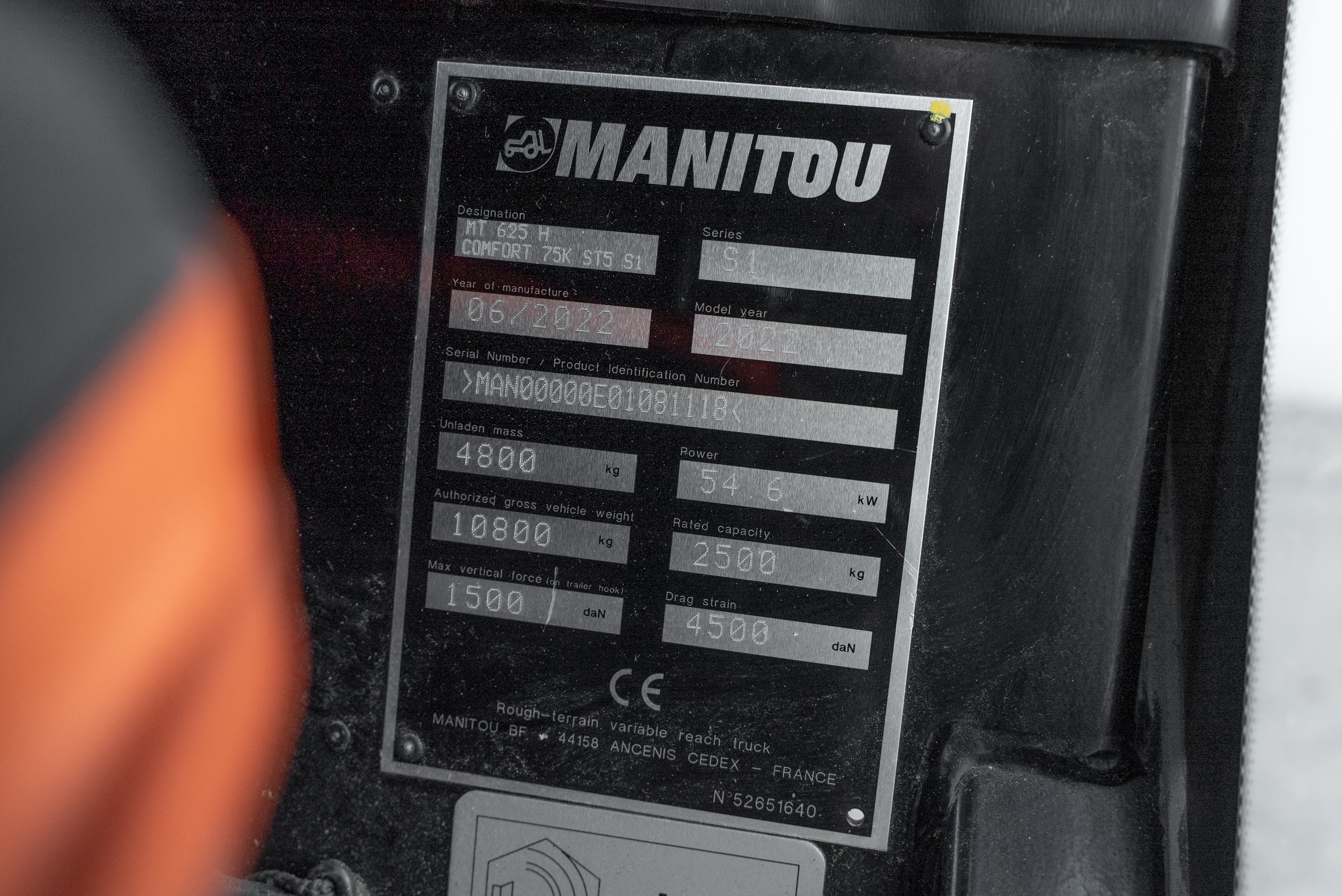 MT 625 H COMFORT 75K ST5 S1 - Identification plate