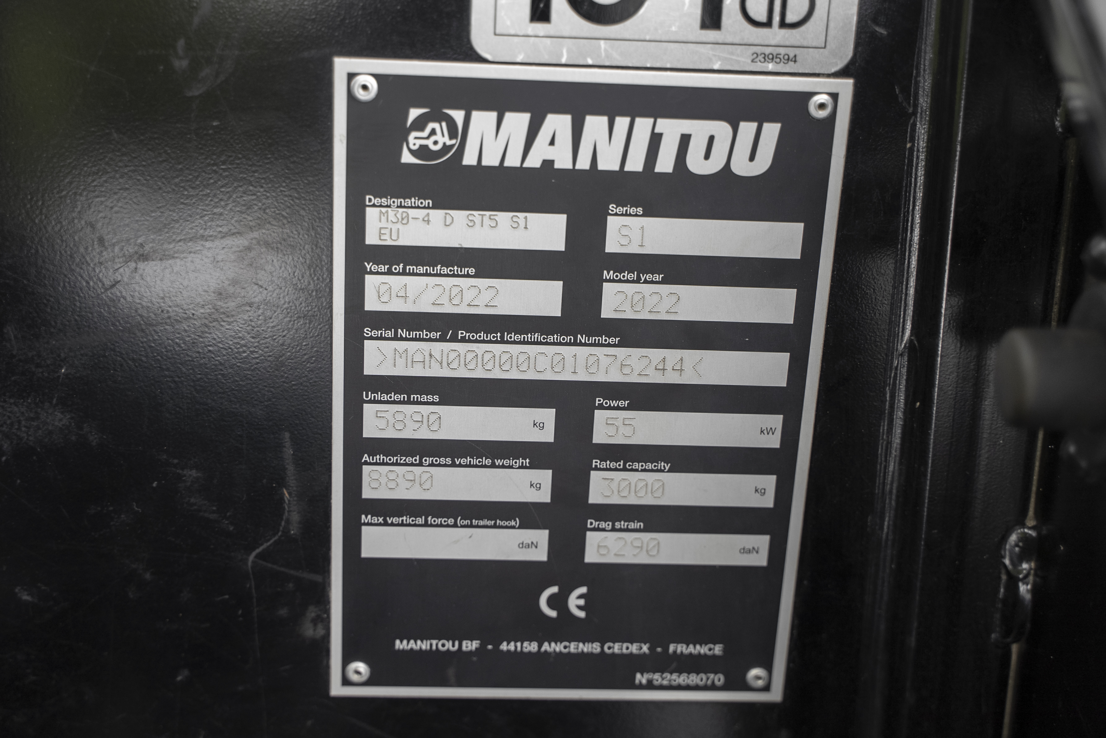 Manitou - Heftrucks - M 30-4 D ST5 S1 - Typeplaat